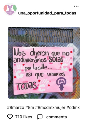 post de instagram de un cartel feminista